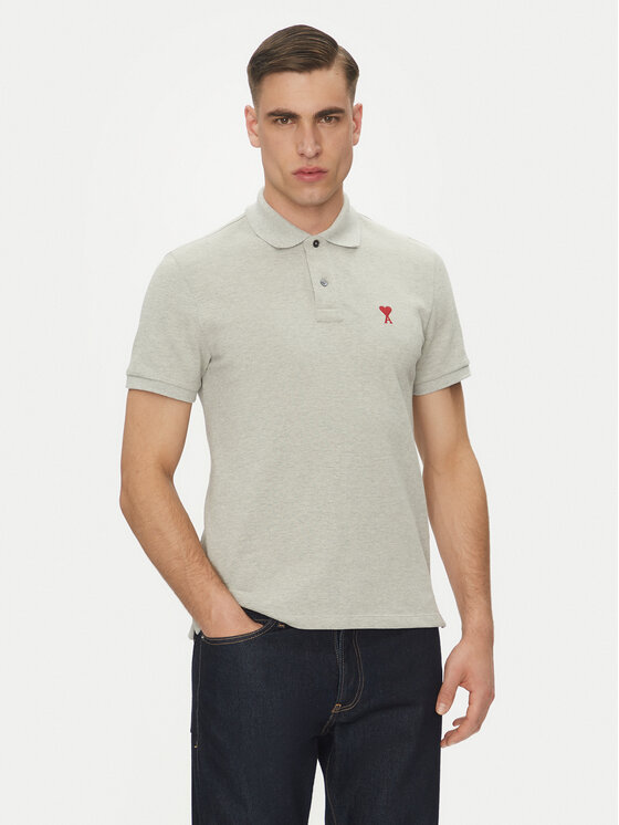 

Поло regular fit BFUPL001.760 Ami Paris, серый