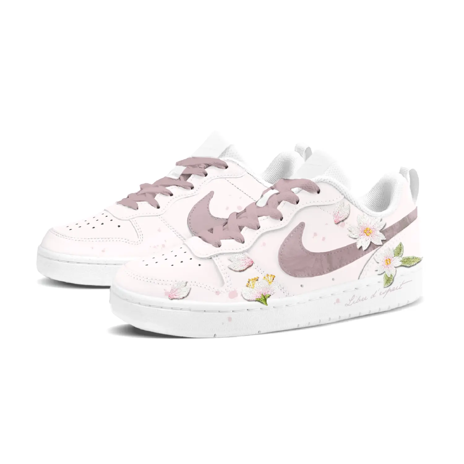 Nike Court Borough Cherry Blossom Milk Green лоу-топ скейтборд кроссовки Pink детские — фото 4