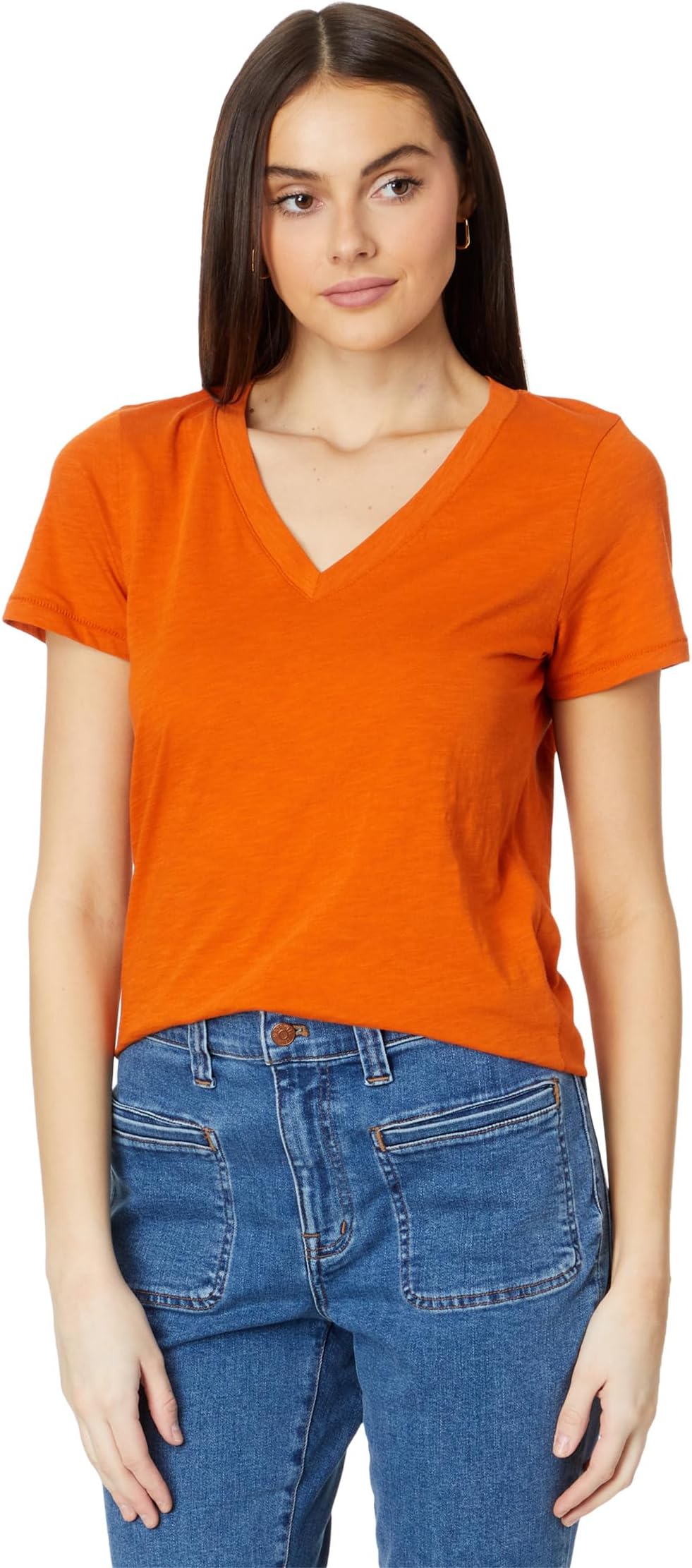 

Футболка Madewell Whisper Cotton V-Neck Tee, цвет Rusted Orange