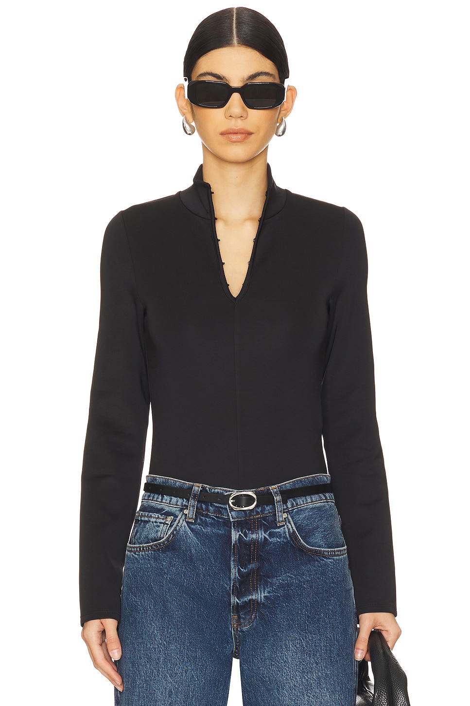 

Боди с длинными рукавами и застежкой на крючки Hudson Jeans, черный