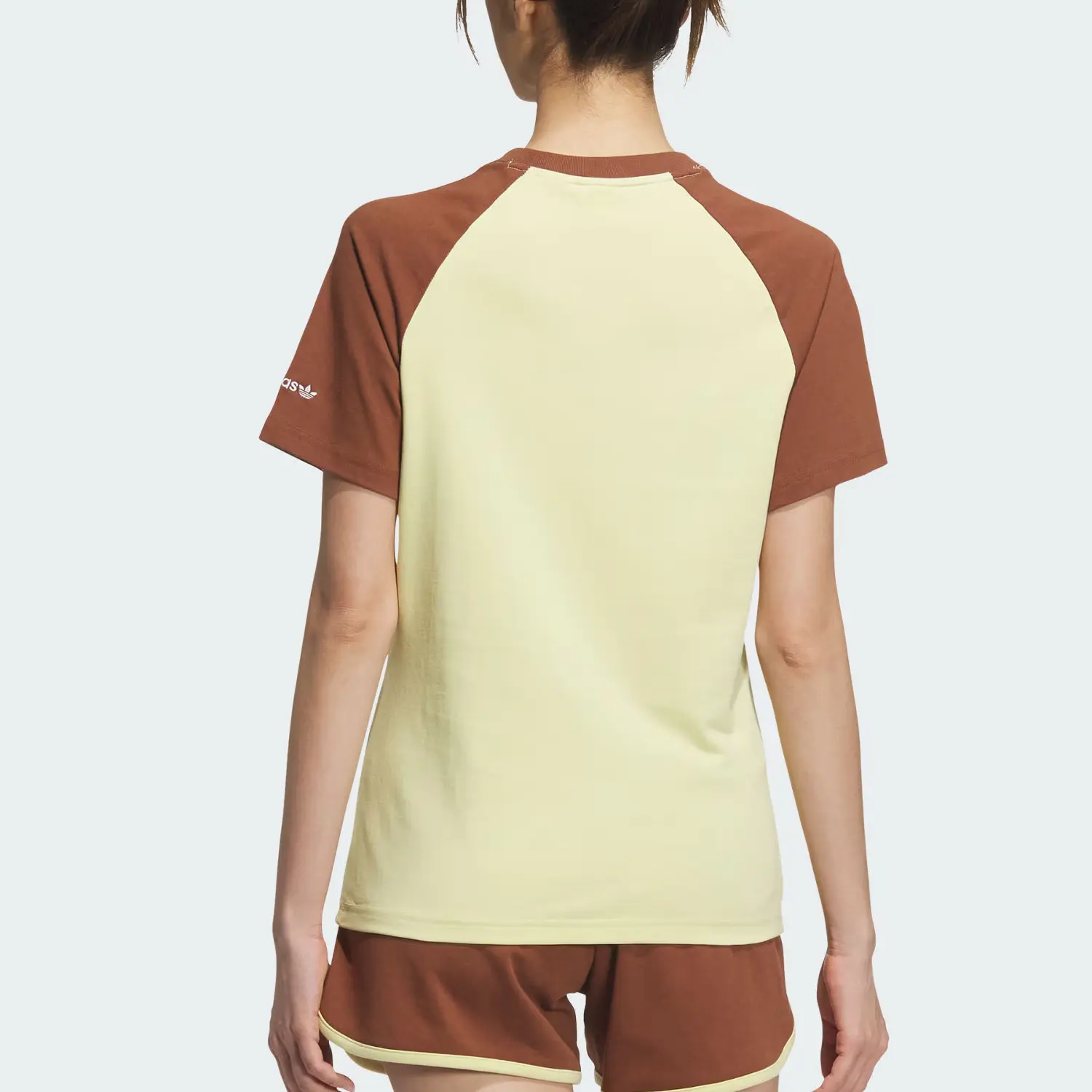 Adidas Originals Футболка с рукавом реглан женская Powder Yellow/Soft Brown — фото 3