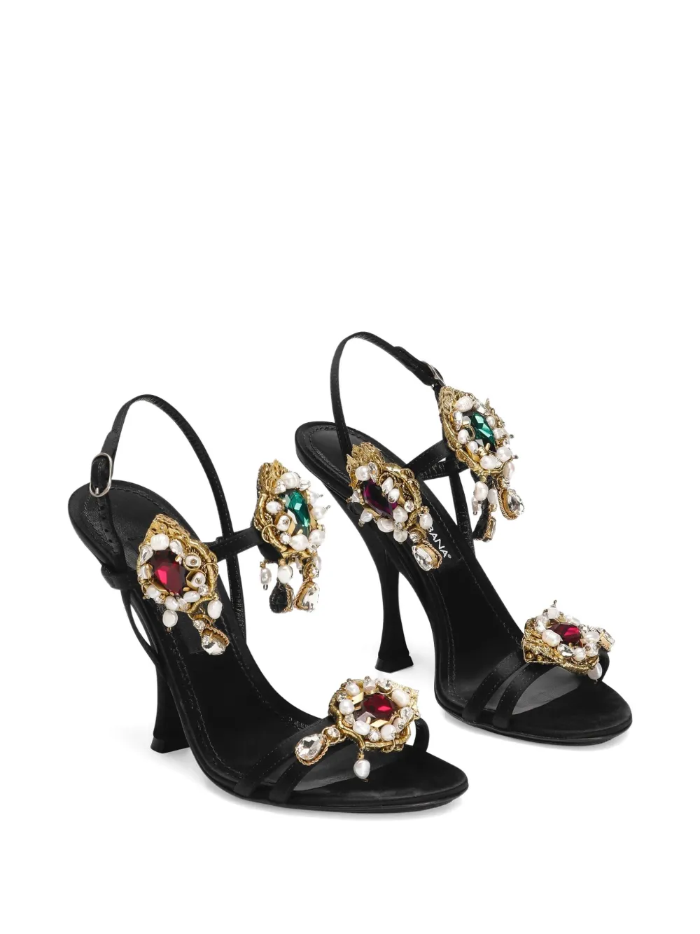 Декорированные босоножки на шпильке DOLCE & GABBANA, черный — фото 2