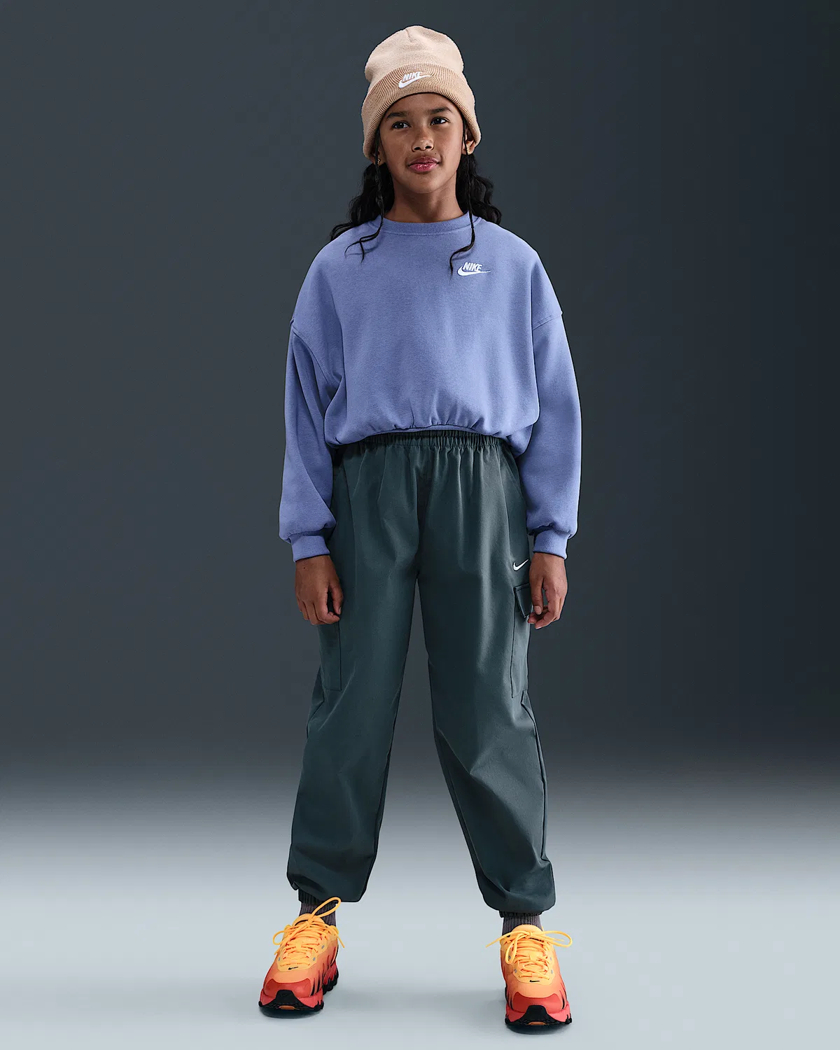Детский свитшот Nike Sportswear Club Fleece с круглым воротом, World Indigo/White — фото 4