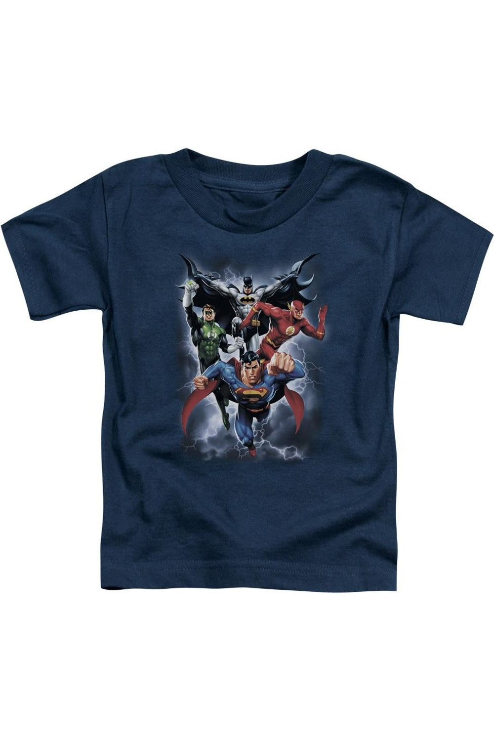 

Футболка для малышей Justice League of America "Надвигается буря" с коротким рукавом Gildan, темно-синий