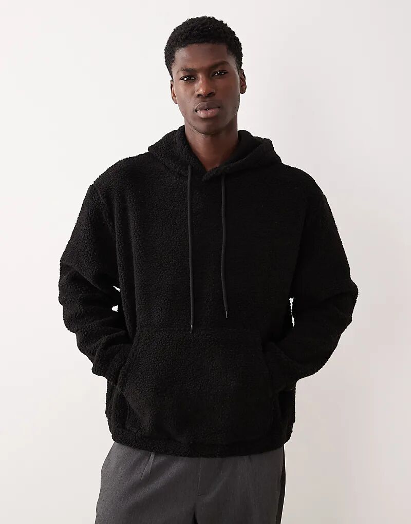 

Свободная толстовка с капюшоном ASOS DESIGN из искусственного меха черного цвета - ЧЕРНЫЙ