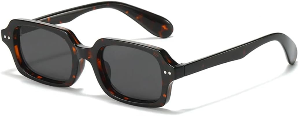 

Солнцезащитные очки для мужчин и женщин - защита UV400 - маленькая оправа с заклепками, градиентный цвет, идеально подходят для занятий спортом на открытом воздухе и вождения DSVIGF, Leopard Grey