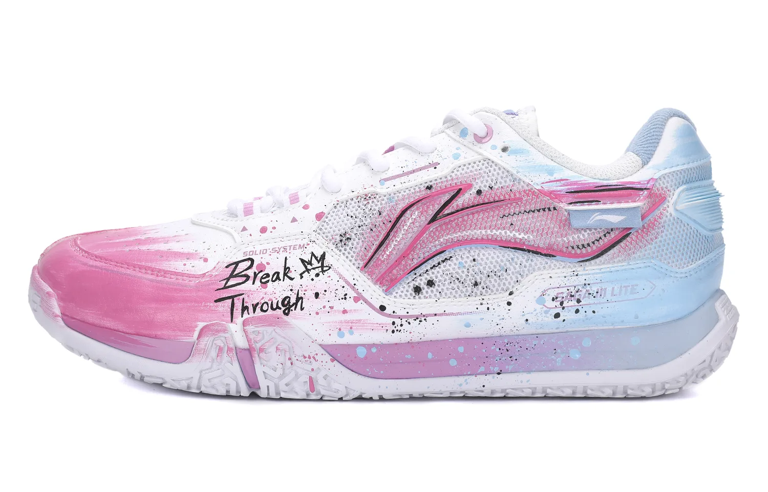 Кроссовки для бадминтона Li-Ning Saga 3LITE с амортизацией, износостойкие, нескользящие, синий розовый