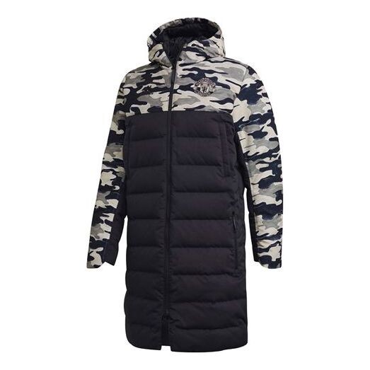 

Пуховик adidas Manchester United Embroidered mid-length Windproof Stay Warm hooded down Jacket Black, черный