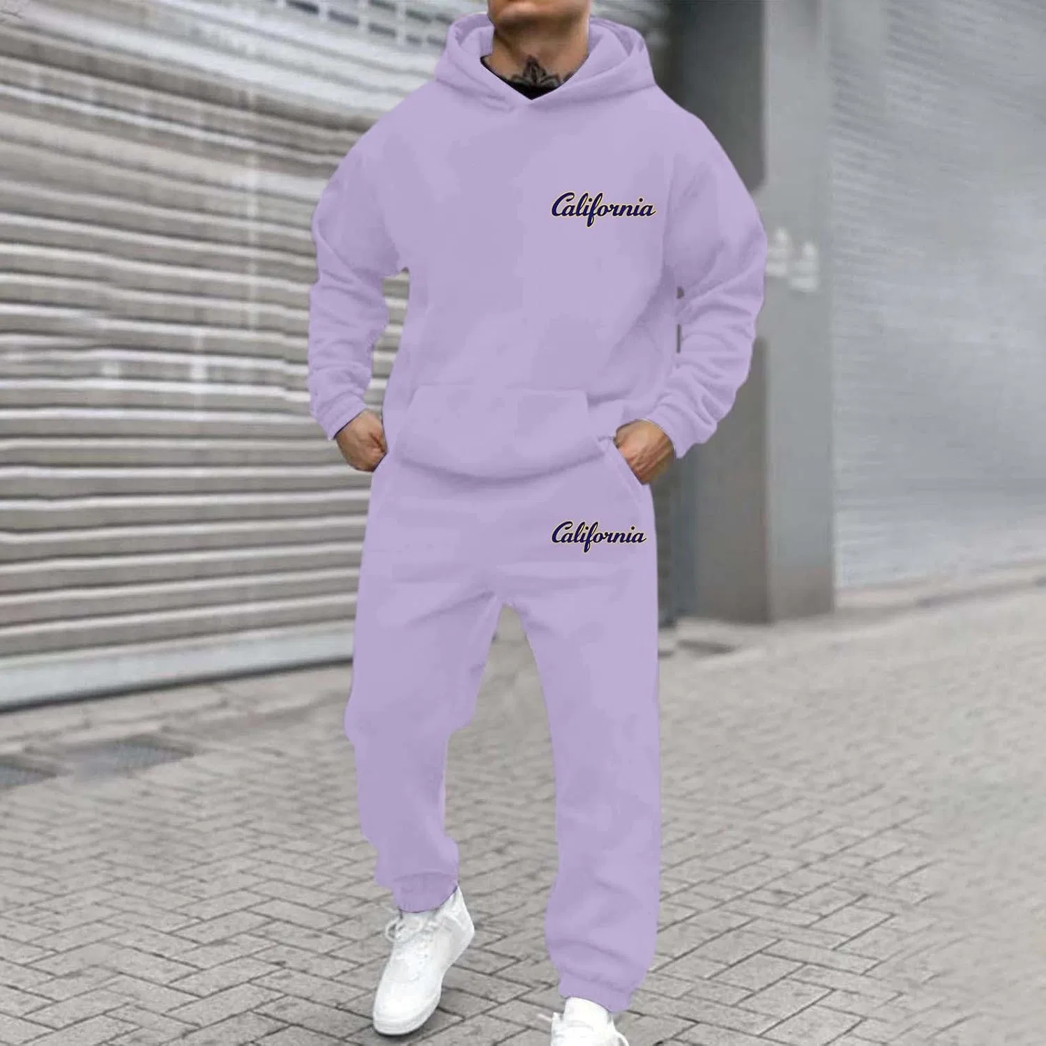 Костюм спортивный мужской California, худи и джоггеры, A02-light Purple — фото 2