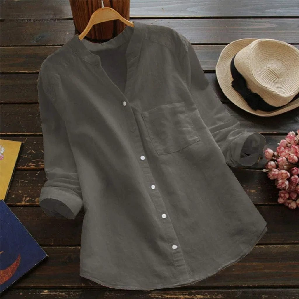 Блуза свободного кроя, из коллекции Cotton Linen Blend, серый — фото 2