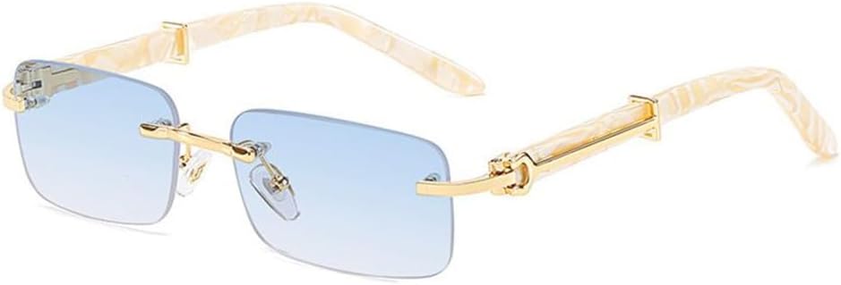 

Небольшие солнцезащитные очки без оправы для мужчин, роскошные, в стиле ретро, ​​классические, прямоугольные, без оправы, защита от ультрафиолета UV400 TYUVIVO, C03 Blue