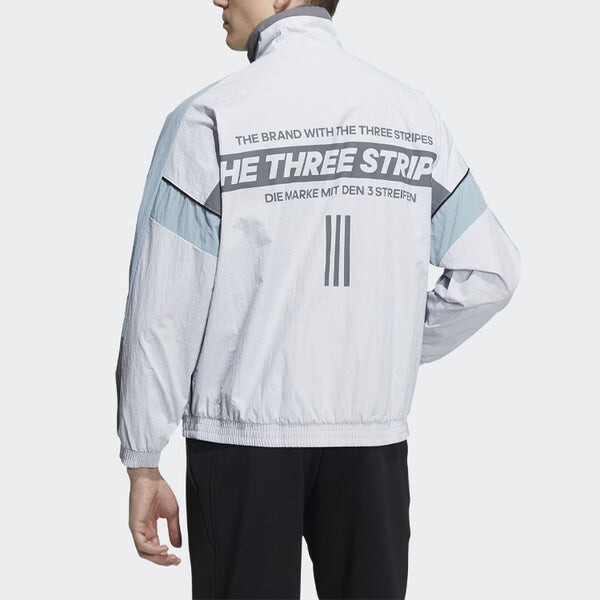 Куртка adidas Contrasting Colors Stand Collar Zipper Sports Jacket Gray, серый — фото 3