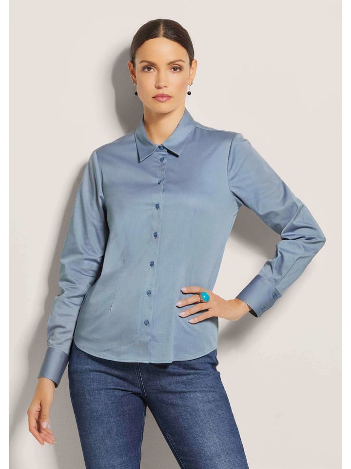 

MADELEINE Рубашка-блузка с манжетами, дымчато-синего цвета