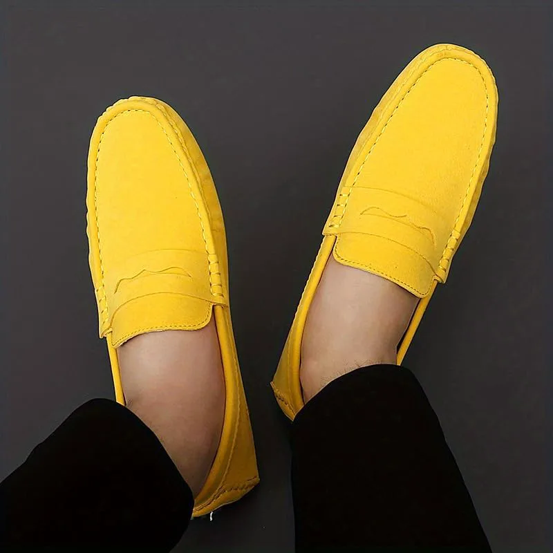 Мужские мокасины Penny Loafer, водительские туфли, удобные нескользящие слипоны, мужская обувь на все сезоны Hhhchpm, желтый — фото 2