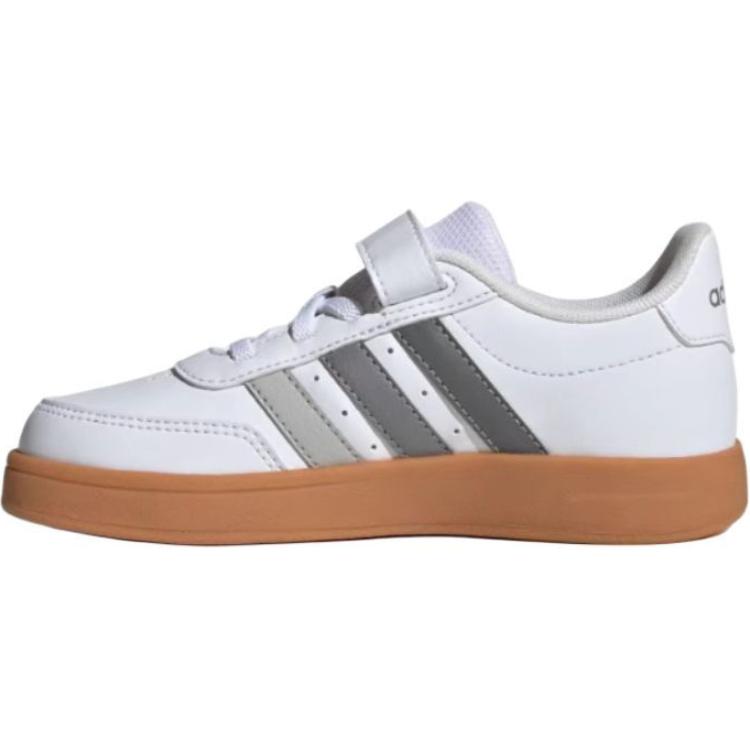 Adidas Детские кроссовки для скейтбординга BREAKNET 2.0 с противоскользящей подошвой, износостойкие, белые, серые/желтые, из смолы — фото 4
