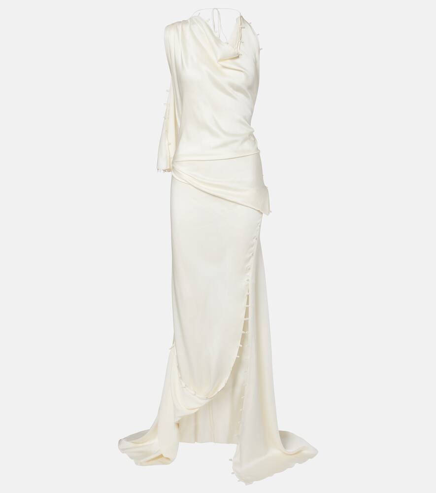 

Платье из плиссированного креп-сатина Victoria Beckham, Ivory