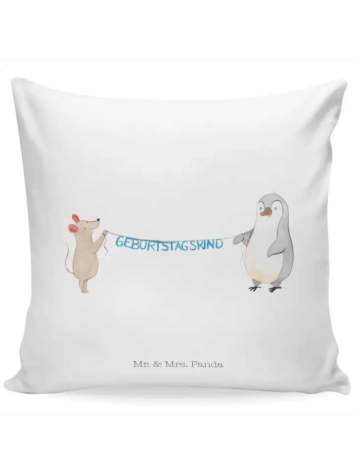 

Подушка Mr & Mrs Panda 40x40 Maus Pinguin Geburtstag, белый