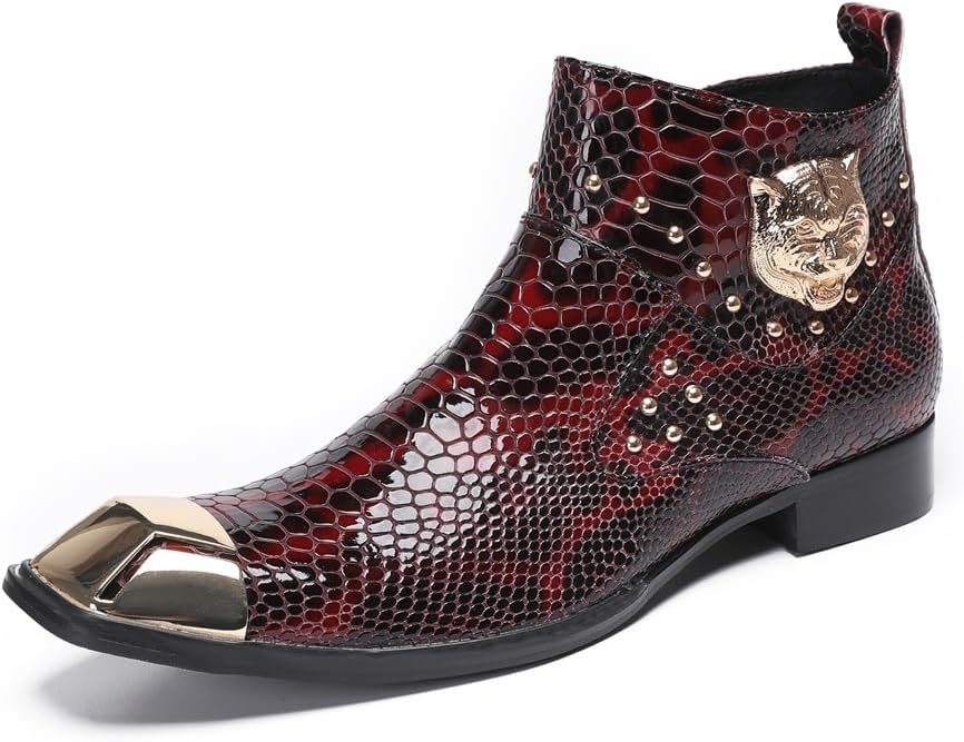 

Ботинки TAYGUM для мужчин на щиколотку для клубов, вечеринок, бизнеса и отдыха, из натуральной кожи, бордовый