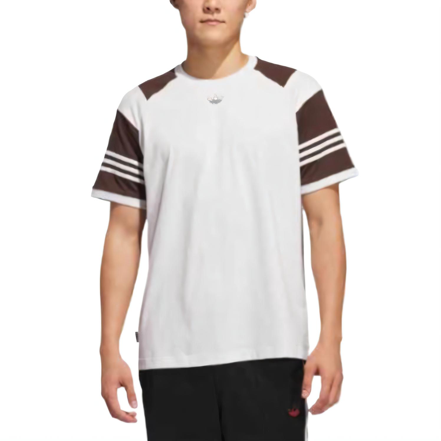 Футболка Tyshawn унисекс Adidas Originals, белый/темно-коричневый — фото 3