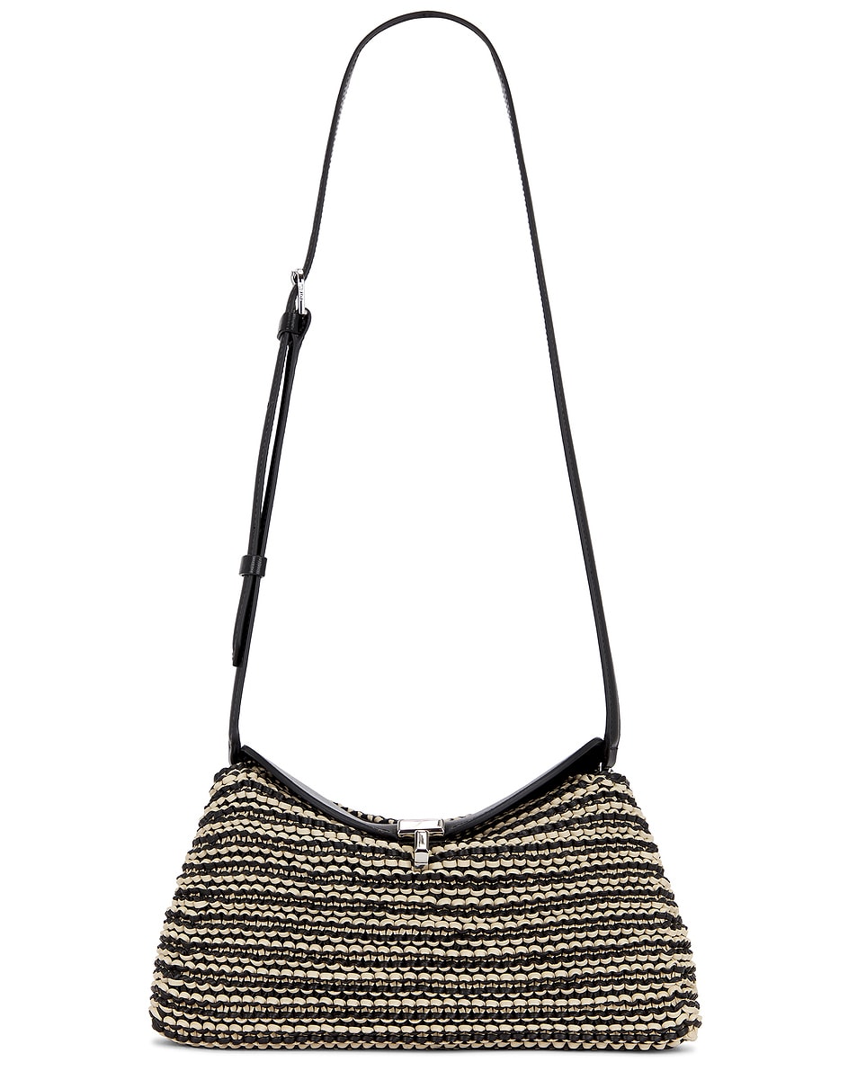 

Клатч из плетеной кожи T-Lock Toteme, Black & Sand