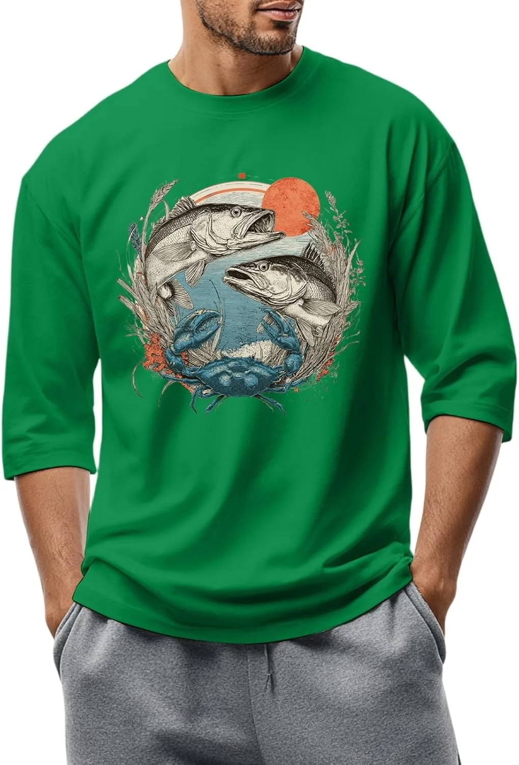 

Футболка для мужчин с 3/4 рукавом и 2D принтом Kvsozwuty