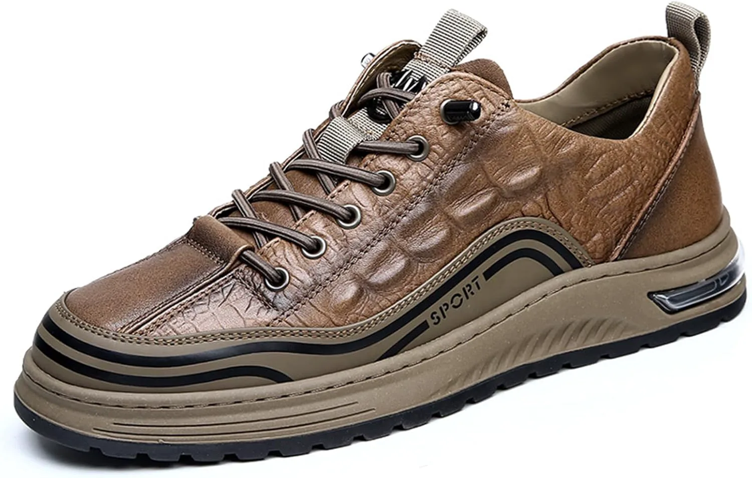 

Мужские деловые туфли оксфорды с круглым носком, шнуровкой, из коровьей кожи с узором под крокодила, без шнурков, на повышенной подошве, с противоскользящей мягкой подошвой, для повседневного ношения, работы, вождения и прогулок XOEKD, хаки