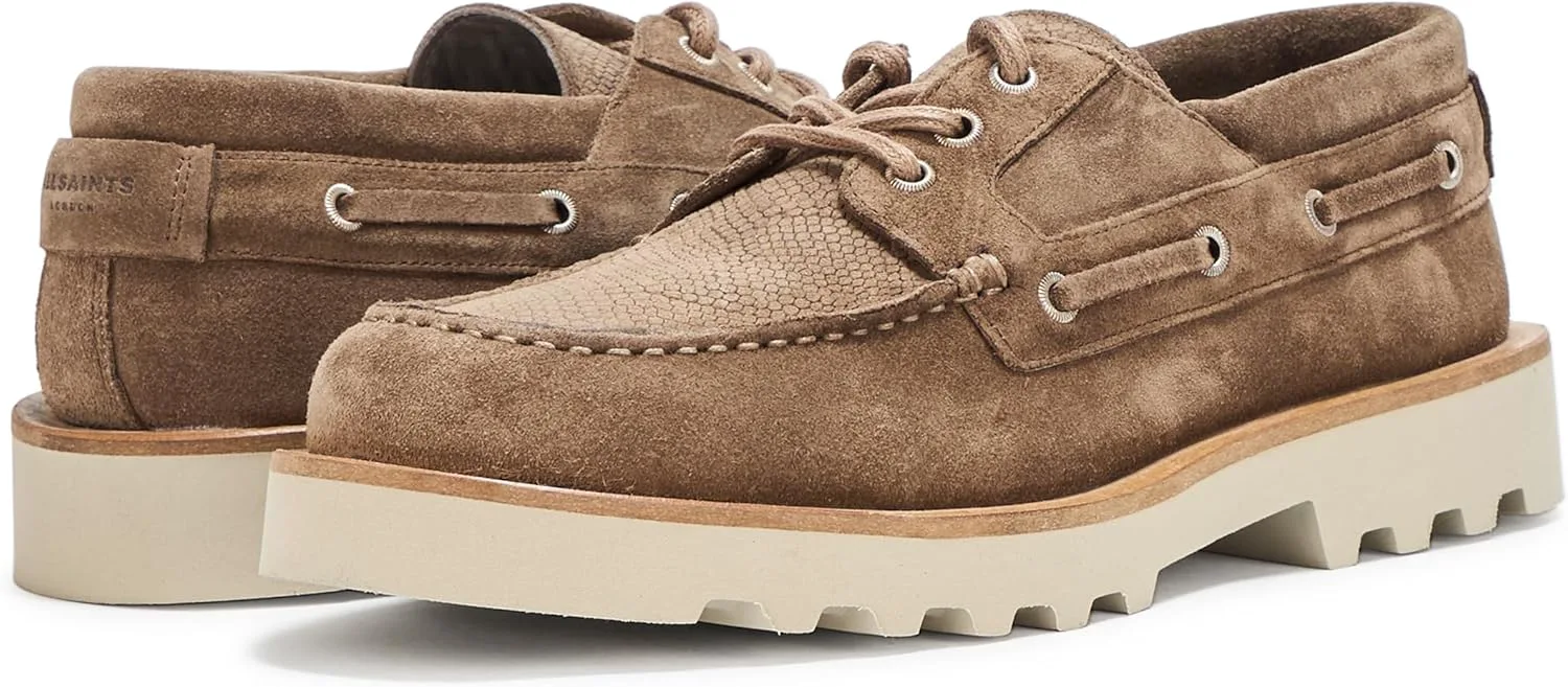 Лоферы AllSaints Men's Skiff Suede Shoe, серый — фото 3