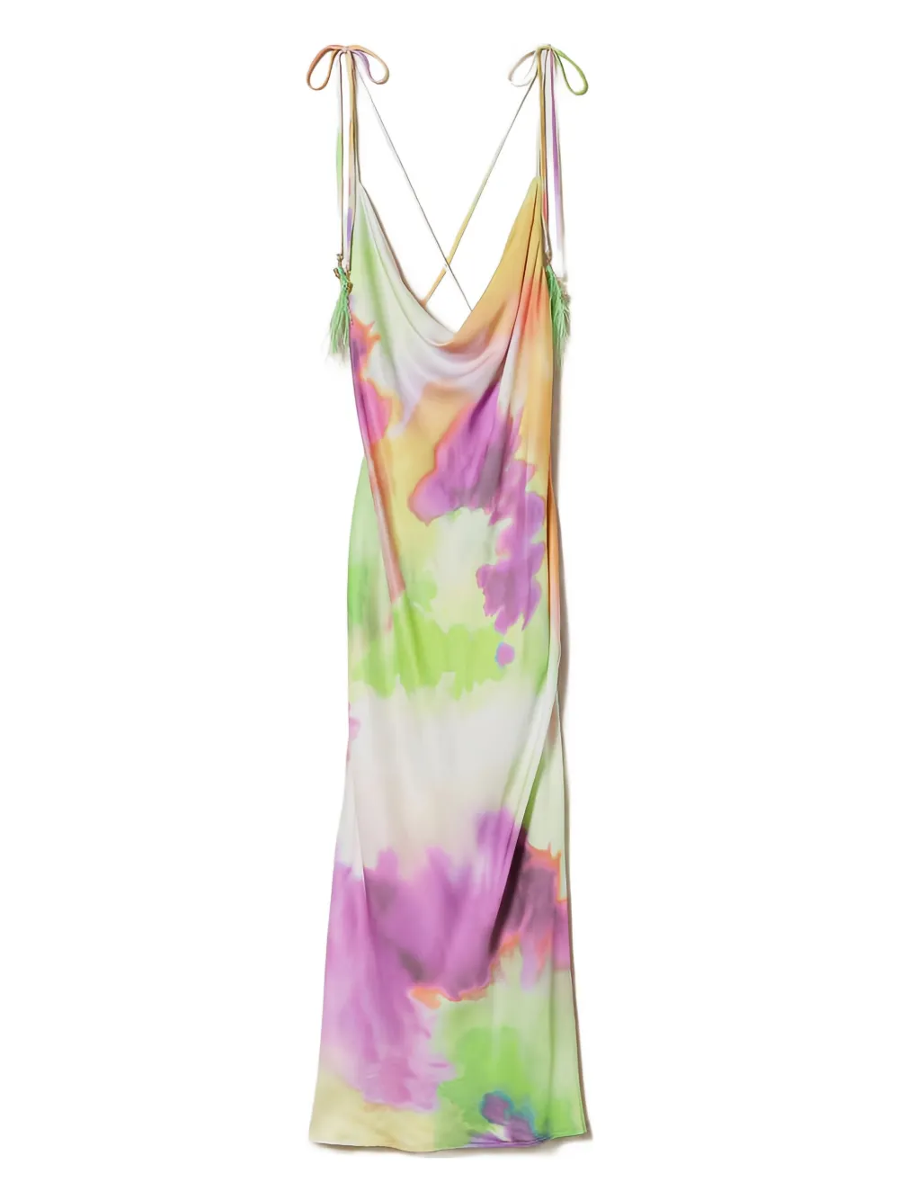 

Платье миди с принтом тай-дай и перьями Twinset, зеленый