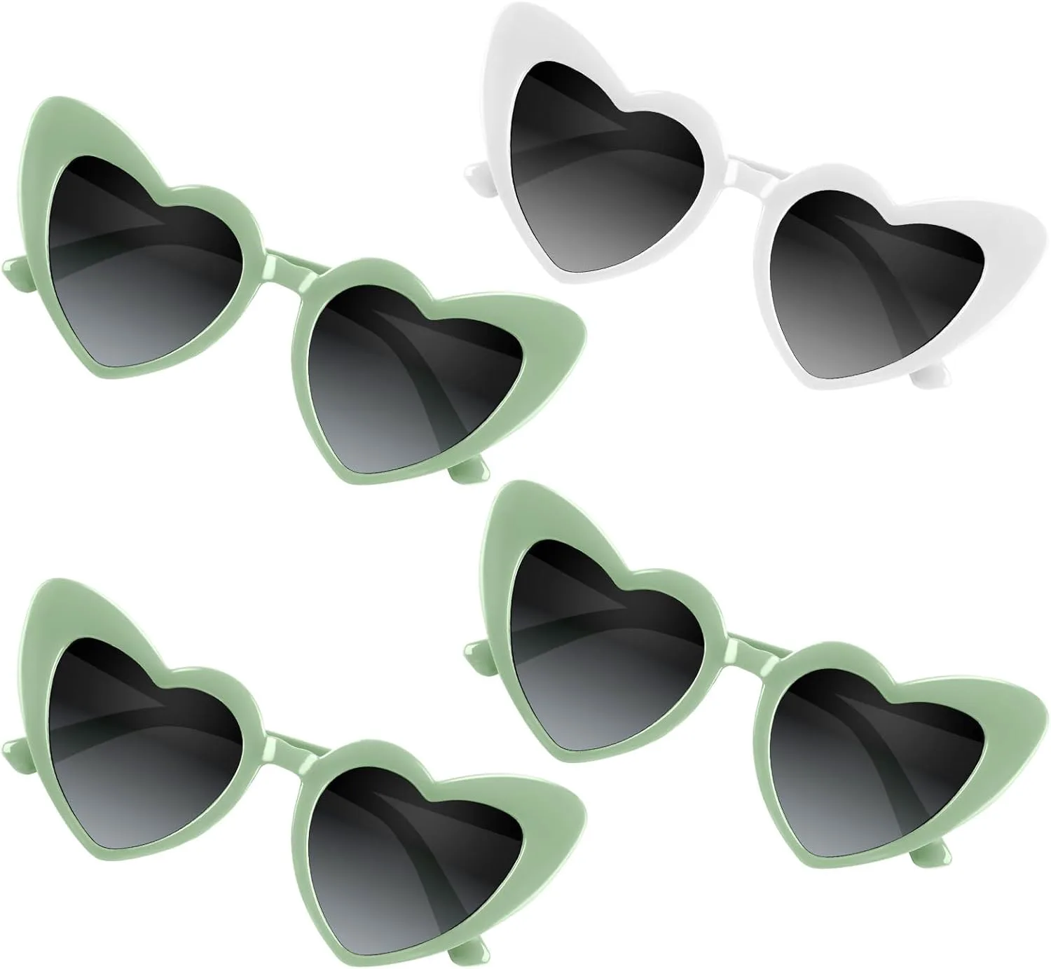

Набор из 4/6/8/10/12 солнцезащитных очков для девичника в форме сердца, винтажные очки в форме сердца для женщин, свадебной вечеринки BOUBONI, White+green