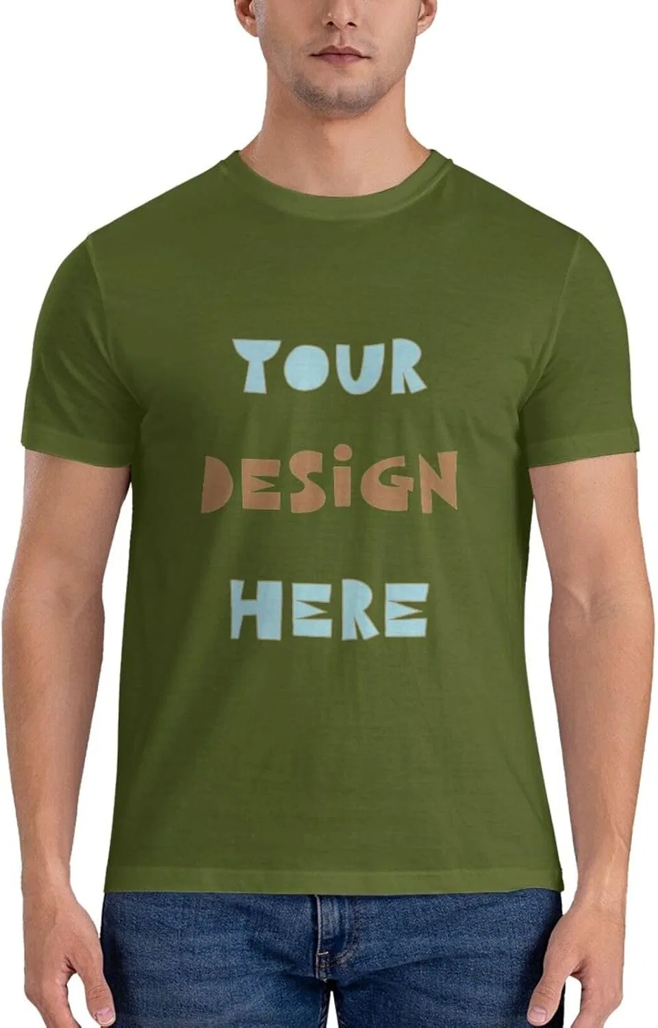 Футболка с принтом Custom, хлопок, Moss Green
