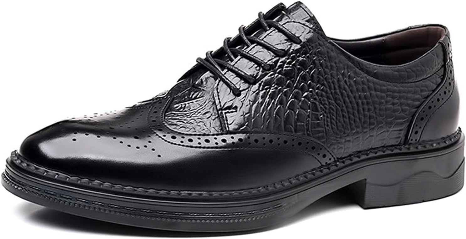 

Мужские броги оксфорды, формальные туфли, повседневные деловые кожаные туфли с резным узором, шнуровкой, крылышками, дезерты без шнурков Aceptolcom, черный