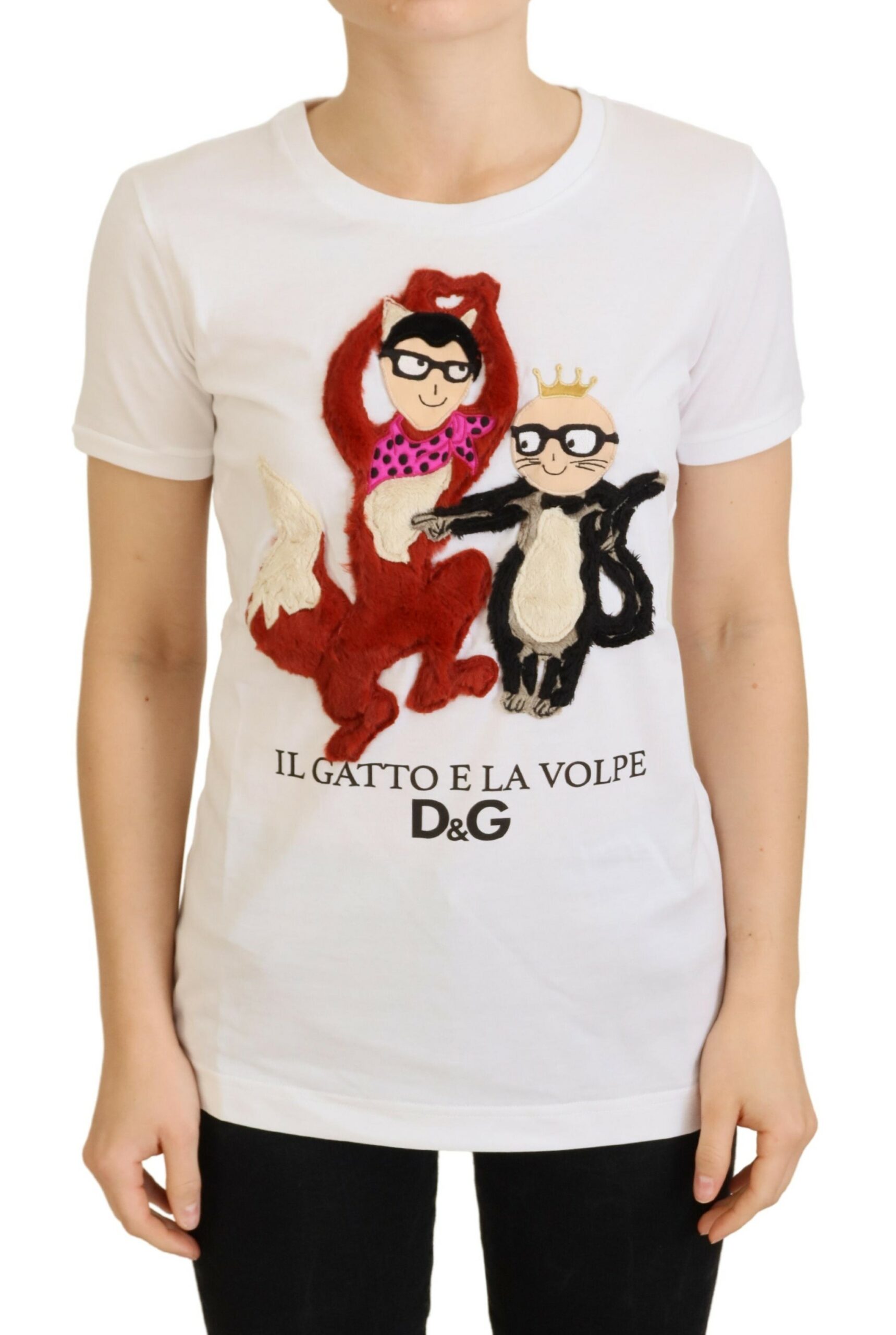 

Футболка из хлопка с культовыми принтами от дизайнера Dolce & Gabbana, белый