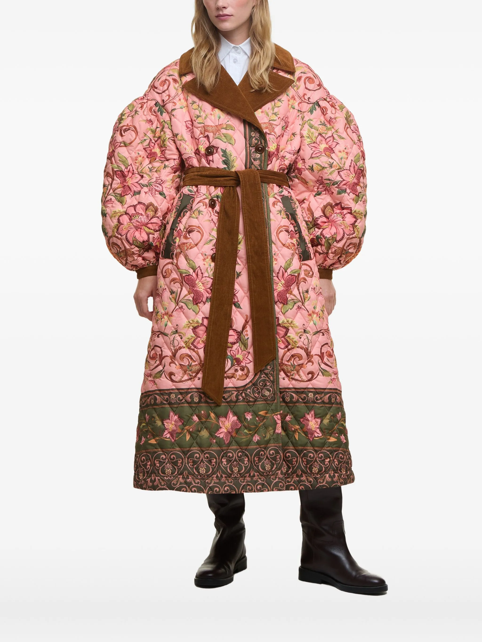 

Стеганое пальто с поясом в цветочек X Barbour Cami Farm Rio, розовый
