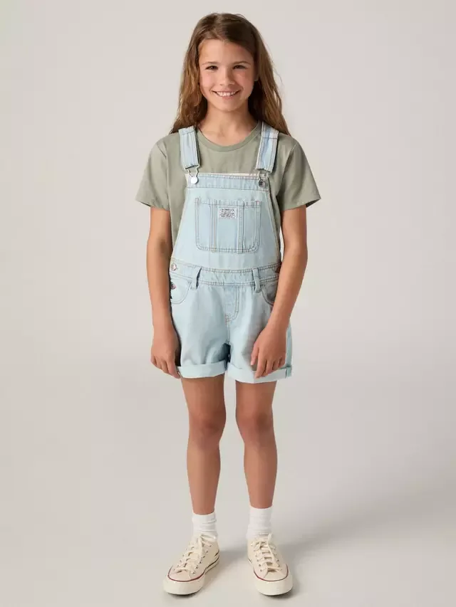 Детский классический джинсовый короткий комбинезон, синий Levi's