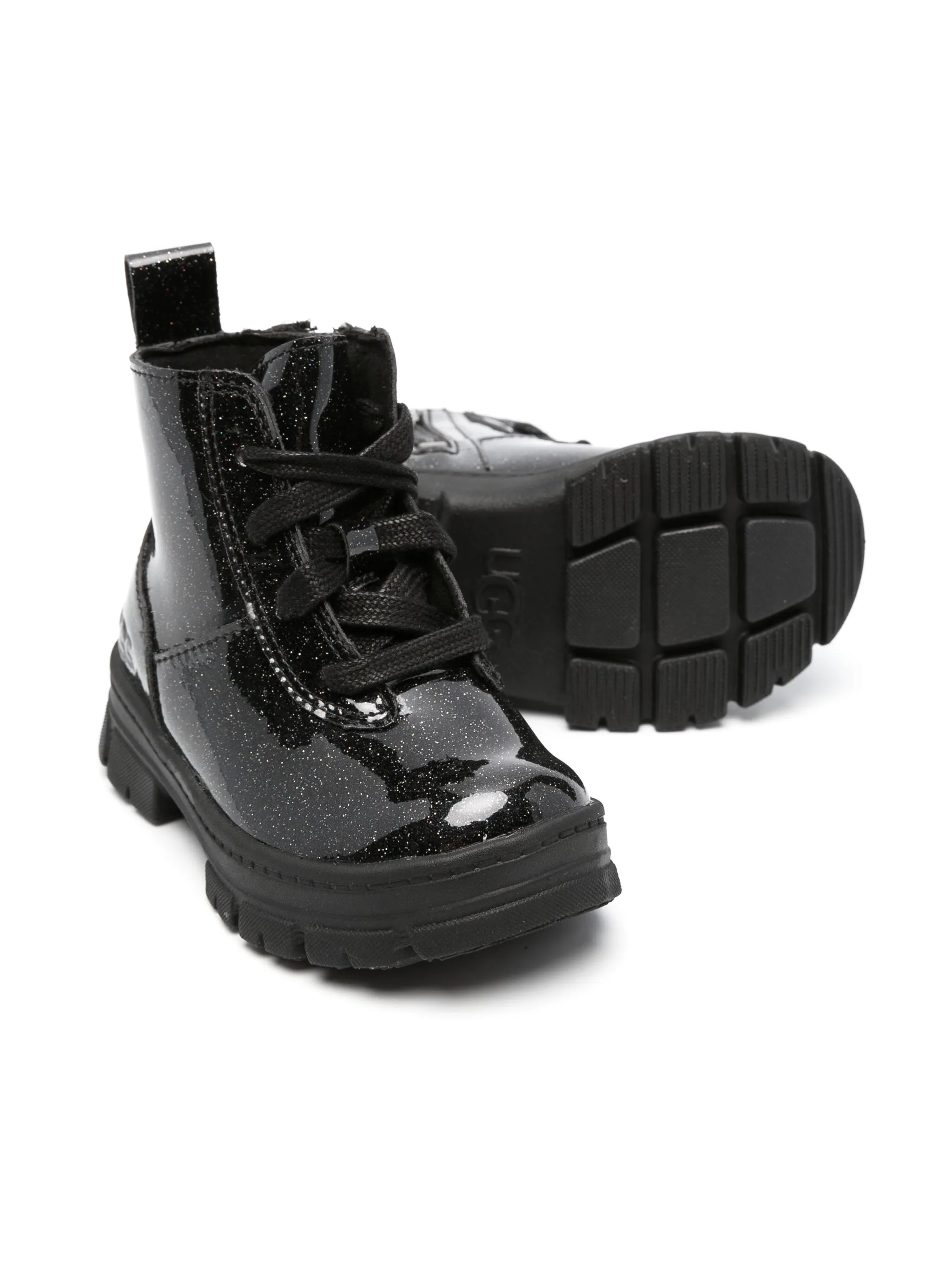 Ботинки Ashton с тисненым логотипом и блестками Ugg Kids, черный — фото 2
