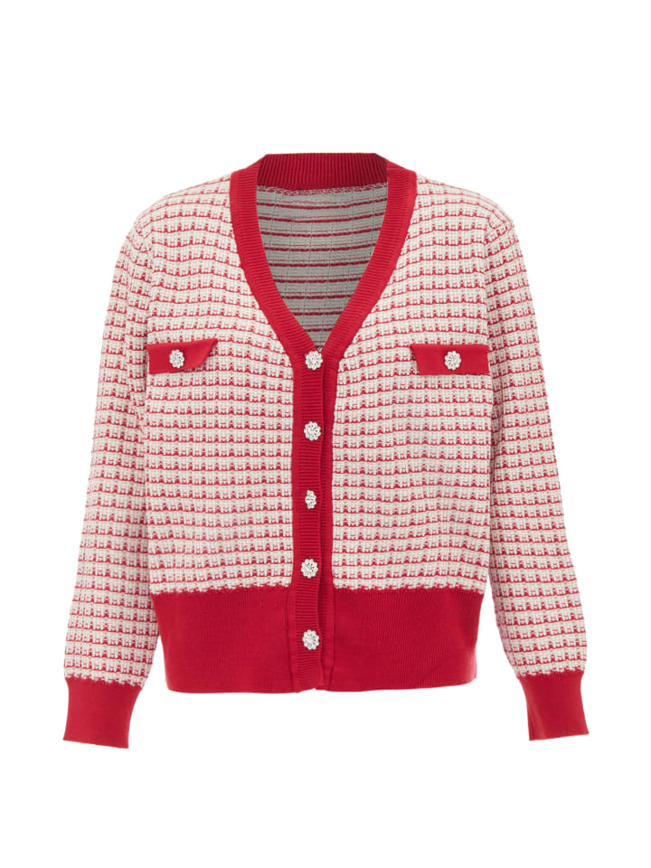 

Женский кардиган из шерсти белого красного цвета faina