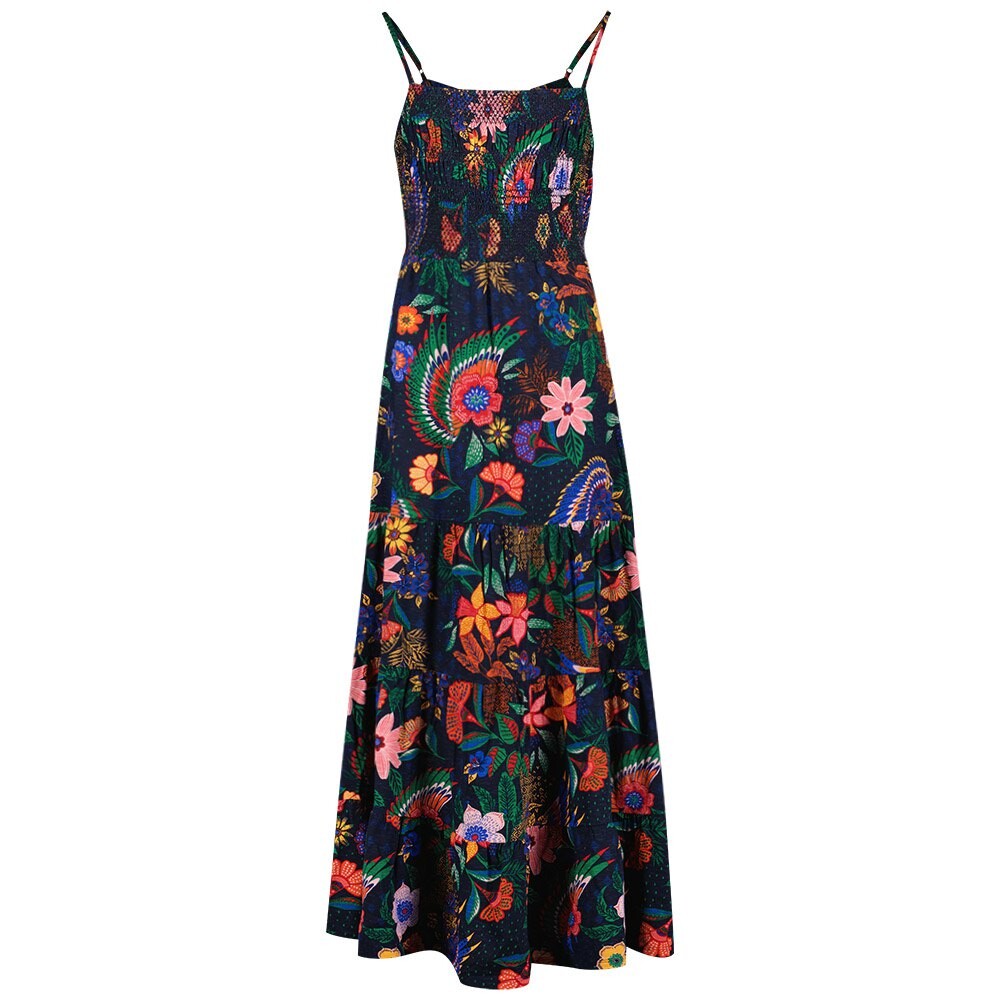 

Платье Superdry Smocked Cami Long, разноцветный, Черный, Платье Superdry Smocked Cami Long, разноцветный