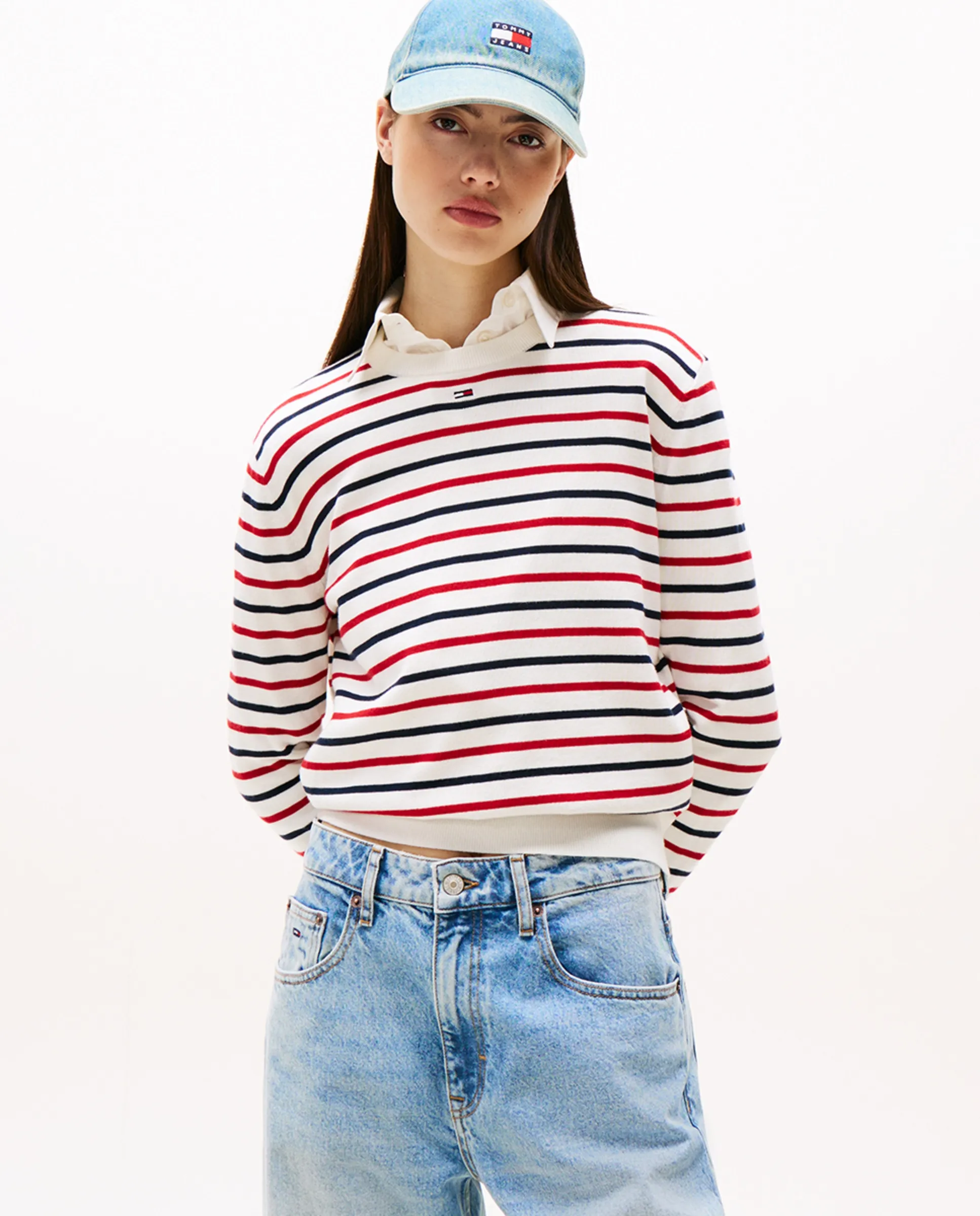 

Базовый женский свитер с круглым вырезом Tommy Jeans, многоцветный