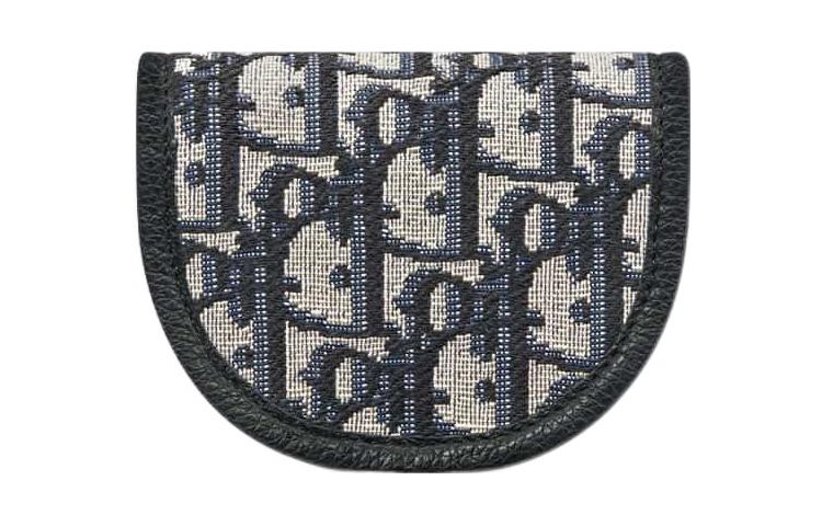 DIOR Косой принт тканевый клатч кошелек для монет мужской бежевый и черный — фото 3