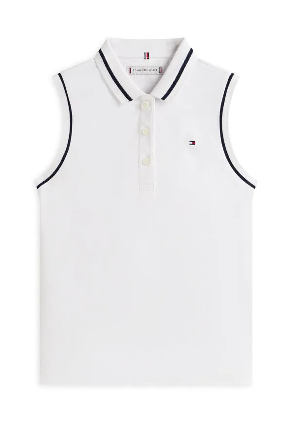 Классическая рубашка-поло без рукавов с контрастной отделкой Tommy Hilfiger, White — фото 4
