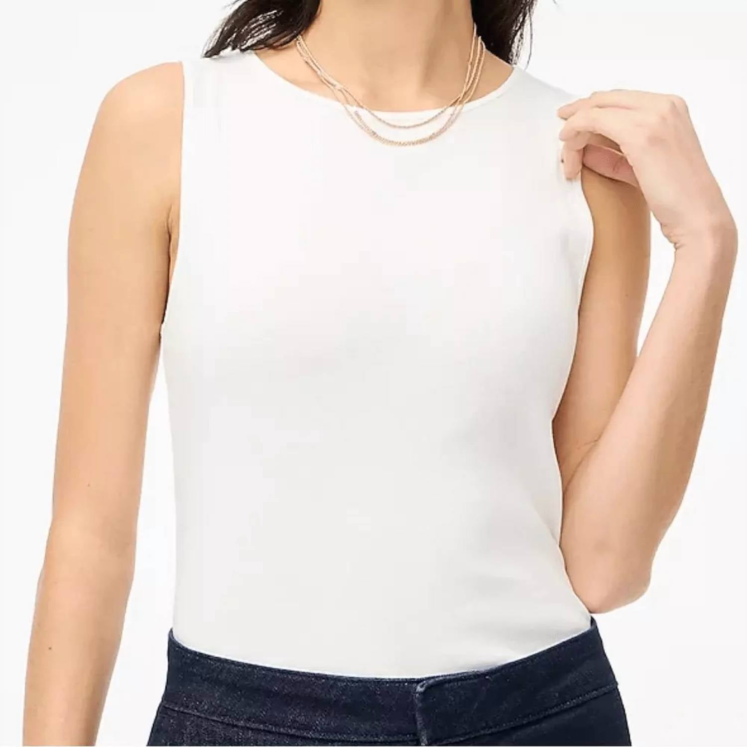

Майка из хлопка пима с круглым вырезом белого цвета J.Crew