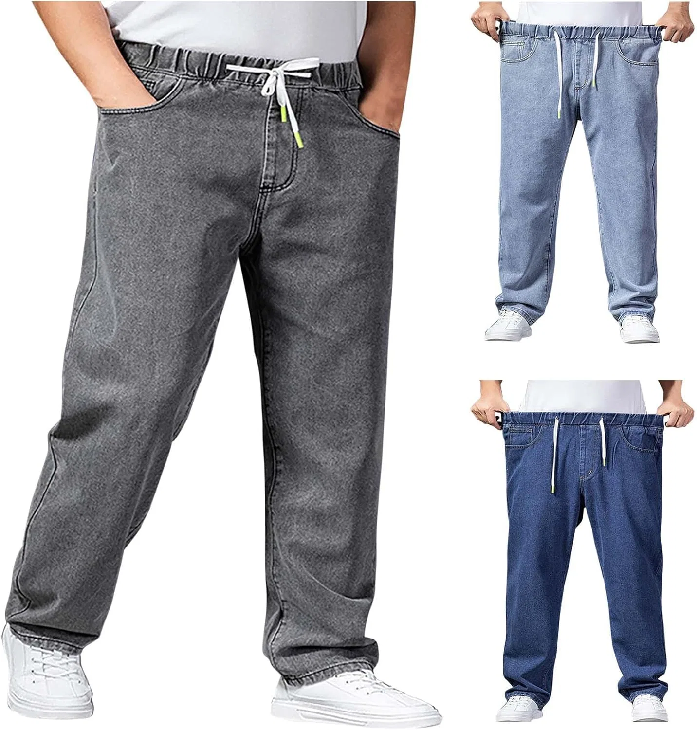 Джинсы свободные Plus Size, Серый