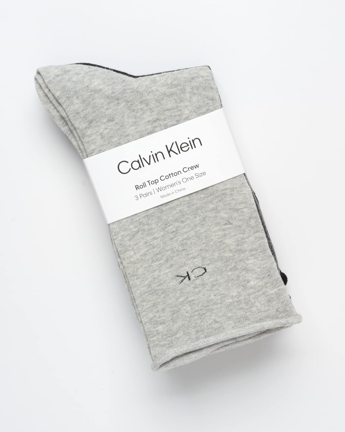 Женские носки Calvin Klein Crew Socks - 3 пары мягких хлопковых носков с отворотами на манжетах, мини/средней длины, для женщин (размер обуви: 4-10), Greys — фото 2