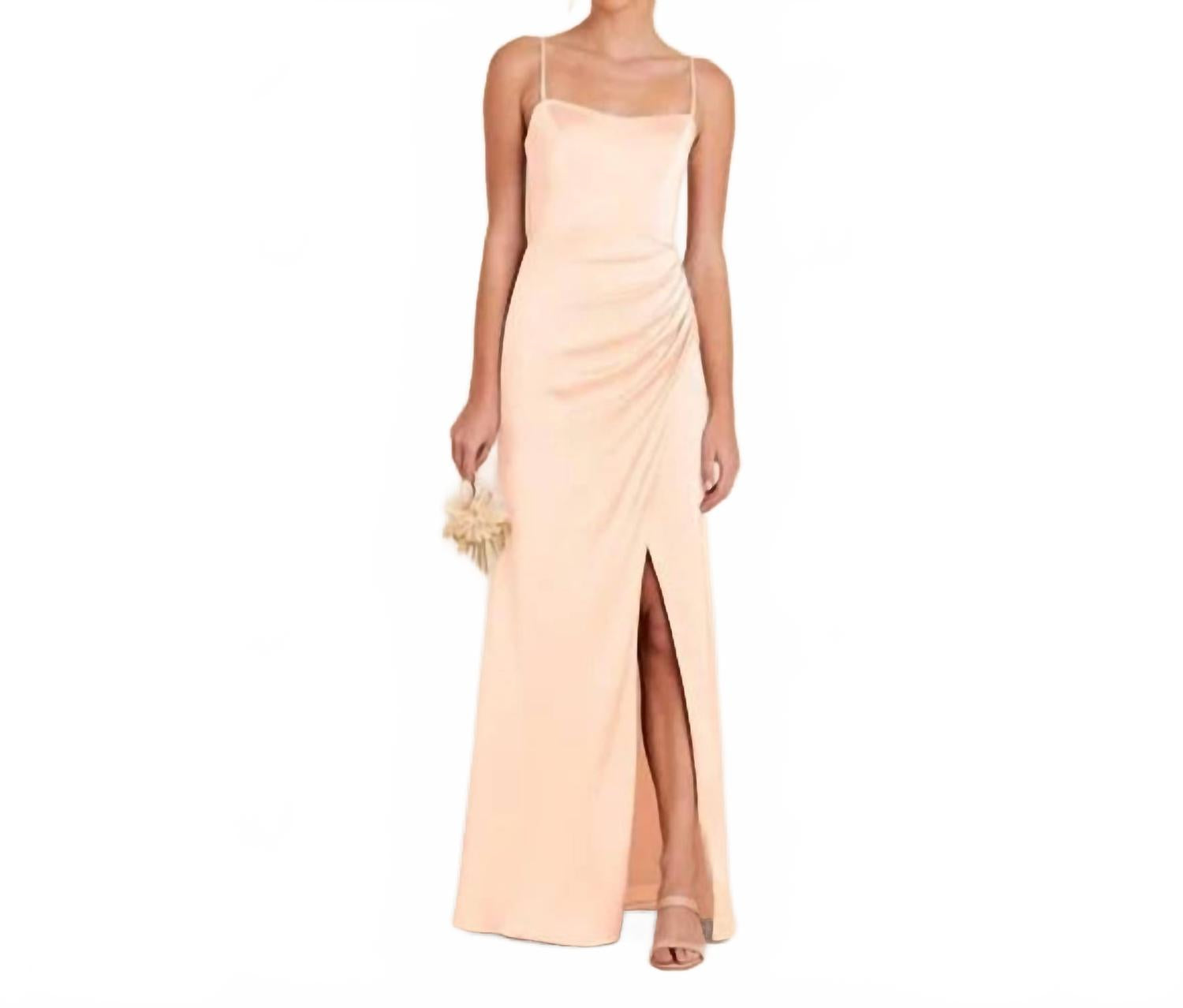 

Birdy Grey Платье-макси Anne из матового атласа персиково-кремового цвета