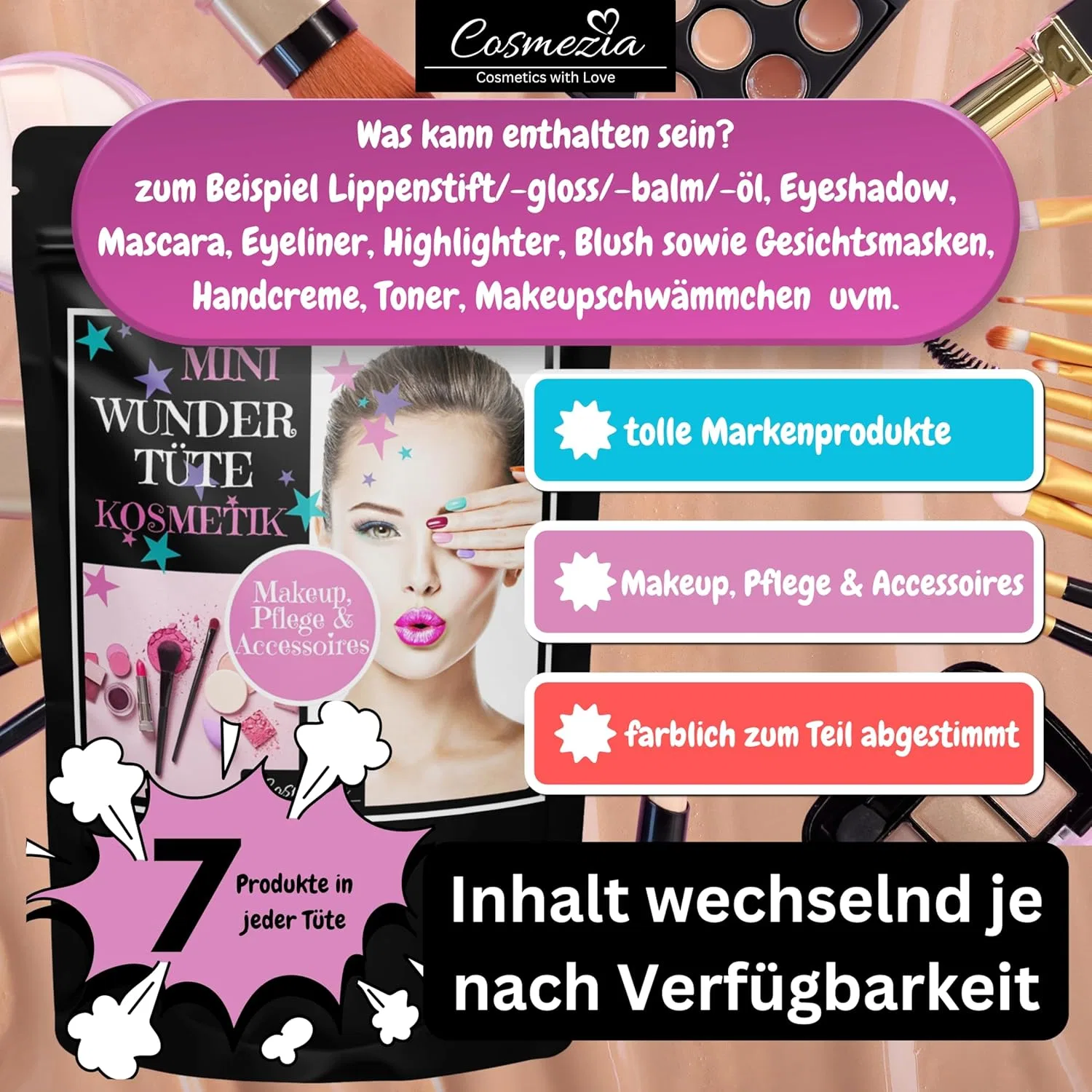 Набор косметики-сюрприз «Wonder Bag» из 7 предметов Cosmezia, Mini — фото 2