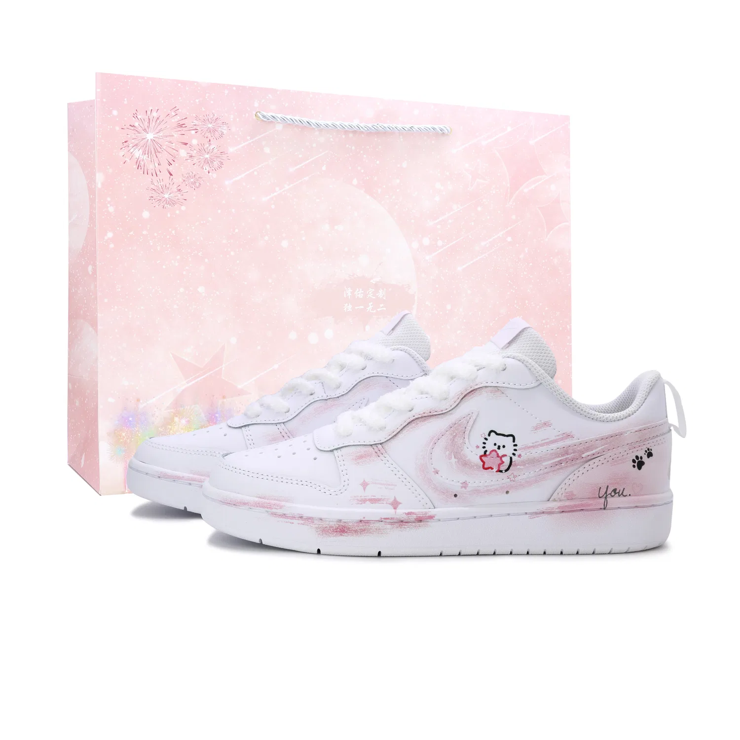 Кеды детские Nike Court Borough Stars Black White Pink