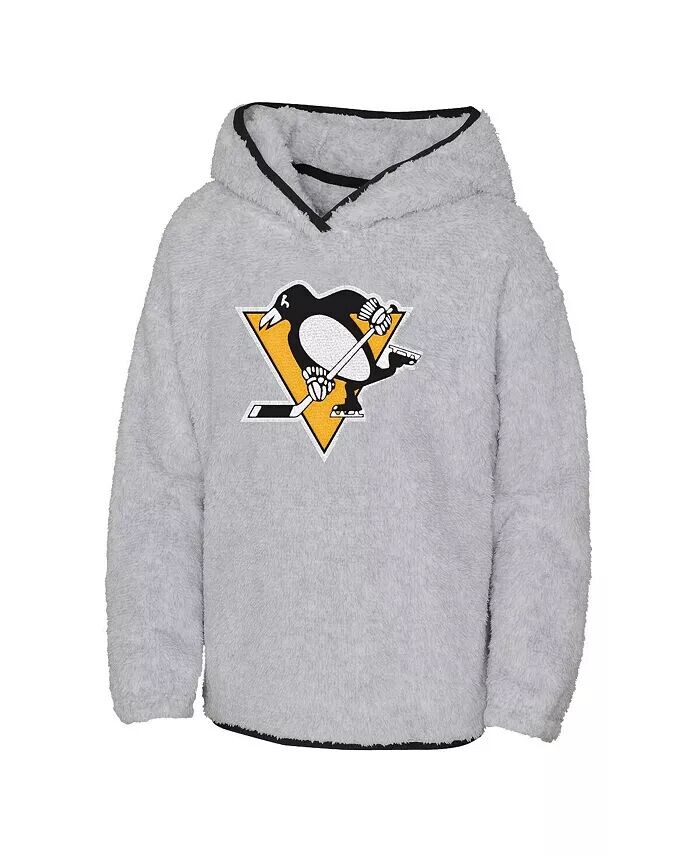 Флисовый пуловер с капюшоном Big Girls Heather Grey Pittsburgh Penguins Ultimate Teddy Outerstuff, серый — фото 2