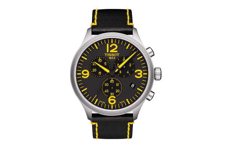 

TISSOT Часы Speed Run Series Quartz Movement Men's Watch Watch 45mm Black Dial Stainless Steel Case Leather Strap