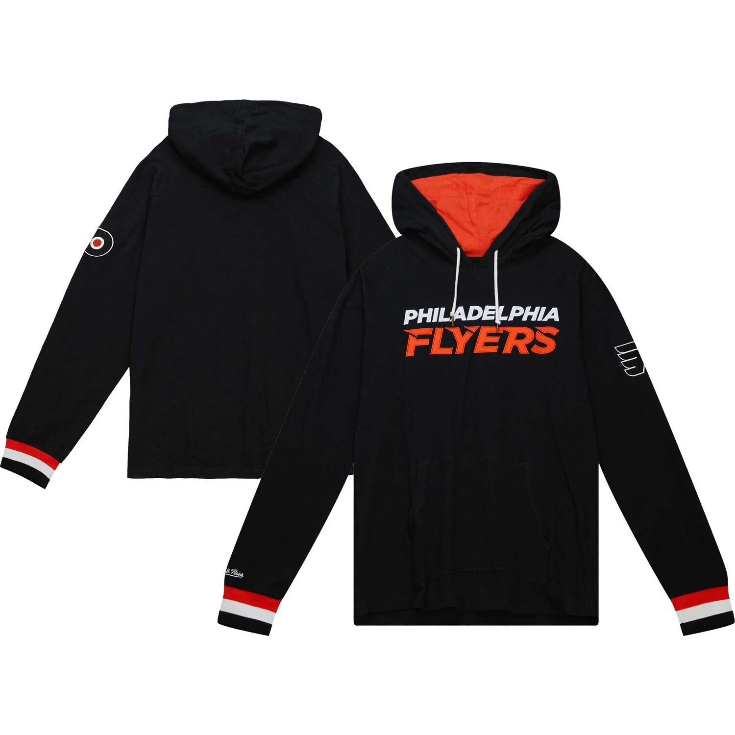 

Мужская черная футболка с капюшоном и длинным рукавом Mitchell & Ness Philadelphia Flyers Legendary Slub, Черный, Мужская черная футболка с капюшоном и длинным рукавом Mitchell & Ness Philadelphia Flyers Legendary Slub