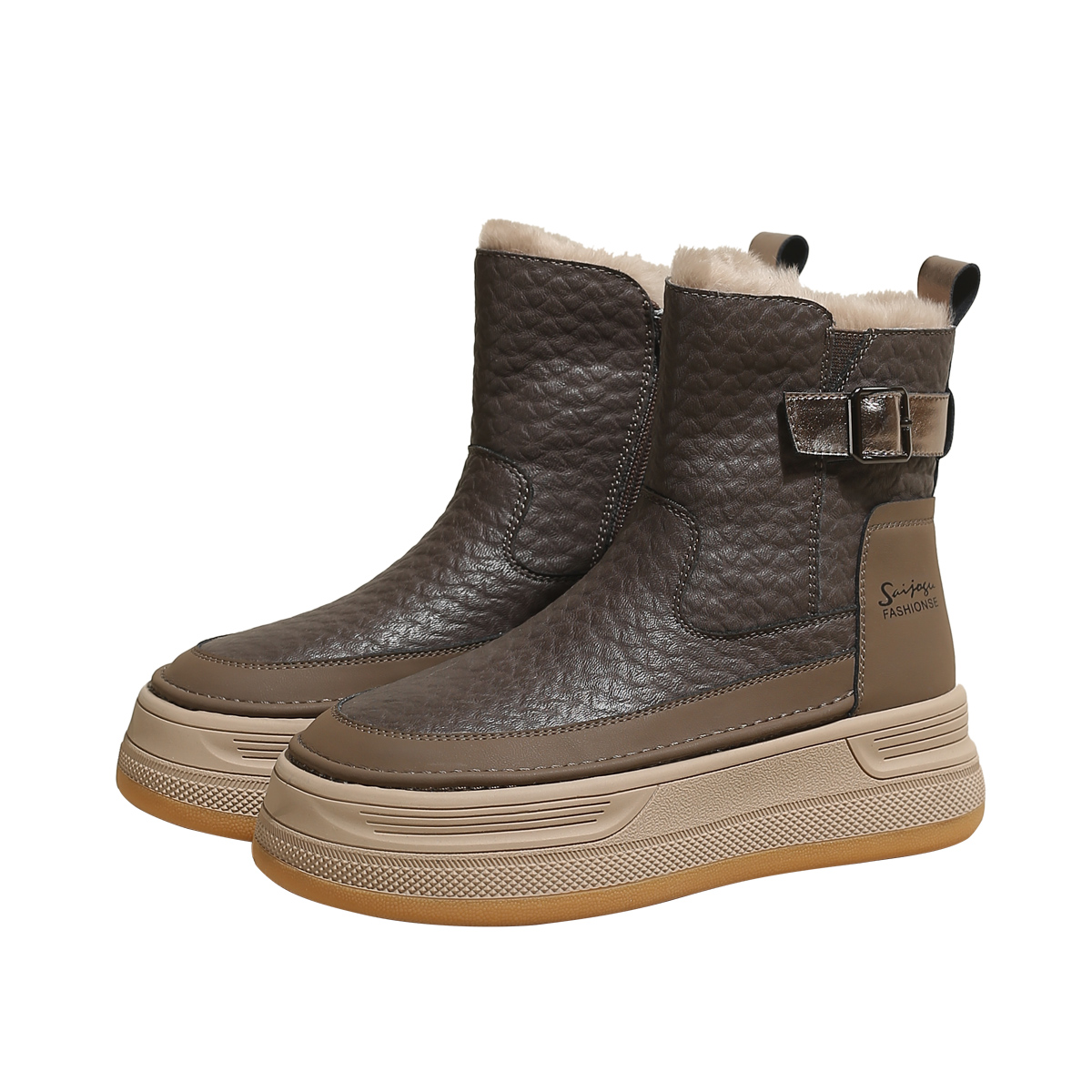SAFIYA Женские короткие зимние сапоги цвета хаки, цвет Khaki